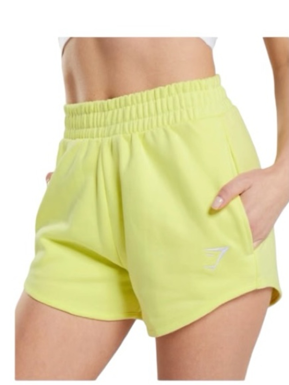 Gymshark Women’s Neon Yellow High-Waist Lounge Shorts Size Medium